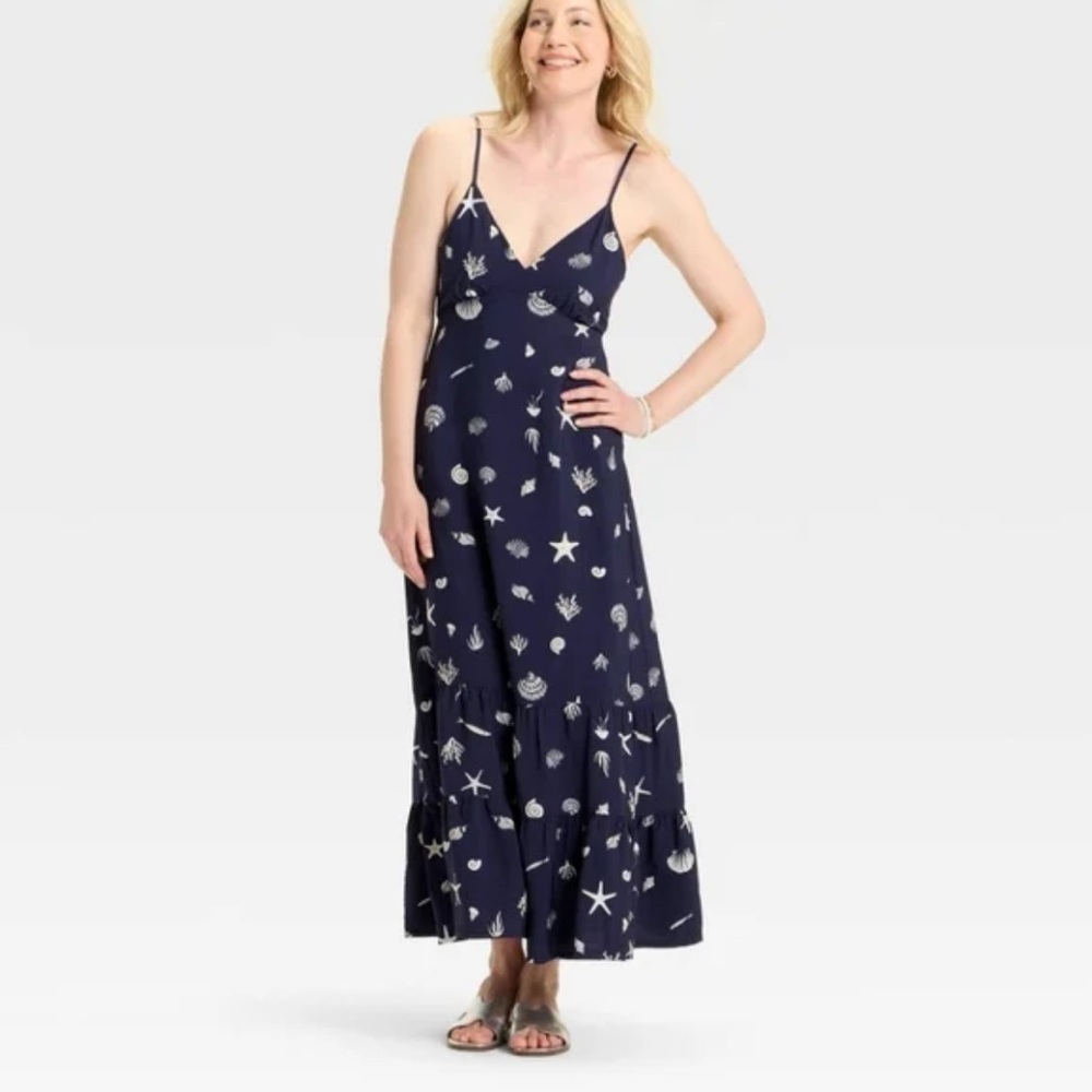 a new day Navy Blue Sea Life Maxi Dress